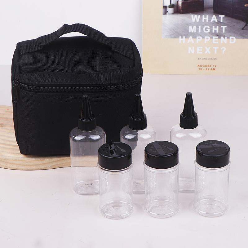 

Outdoor Seasoning Bottle Portable Kitchen Seasoning Box Camping Picnic Solid Liquid Barbecue Seasoning Jar Set Utensils чёрный