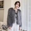 Internet Celebrity Fur Coat Female Whole Leather Real Raccoon Hair Woven Autumn and Winter Short Medium and Long Fur Female Winter Fur Integrated