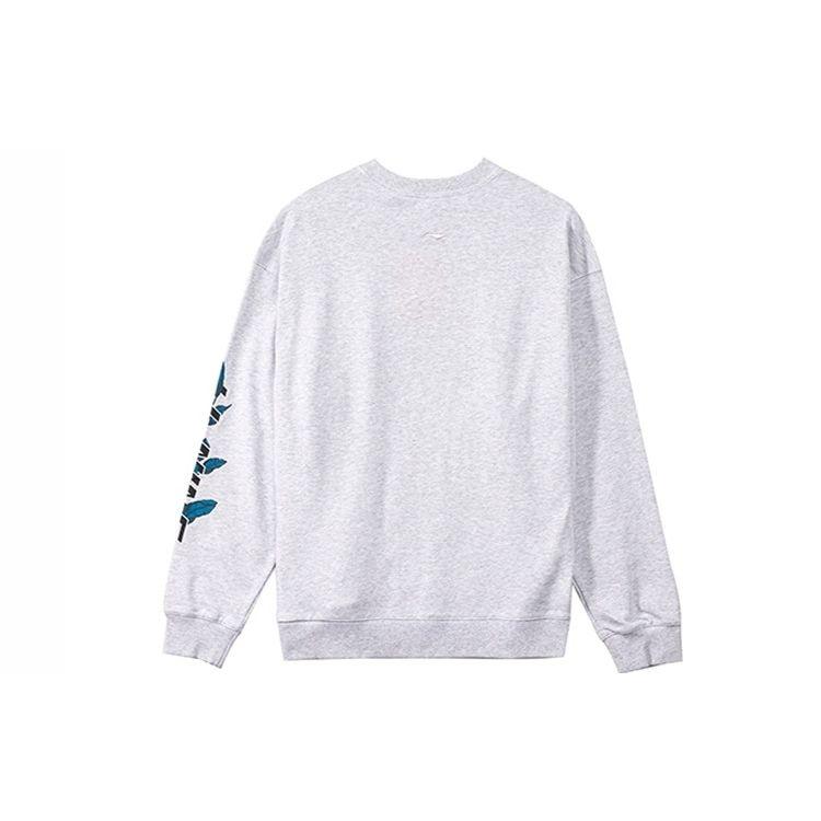 Li Ning Skateboard Series Fun Print Sports Crewneck Sweatshirt Men Sweatshirt Light-Gray AWDR477-4