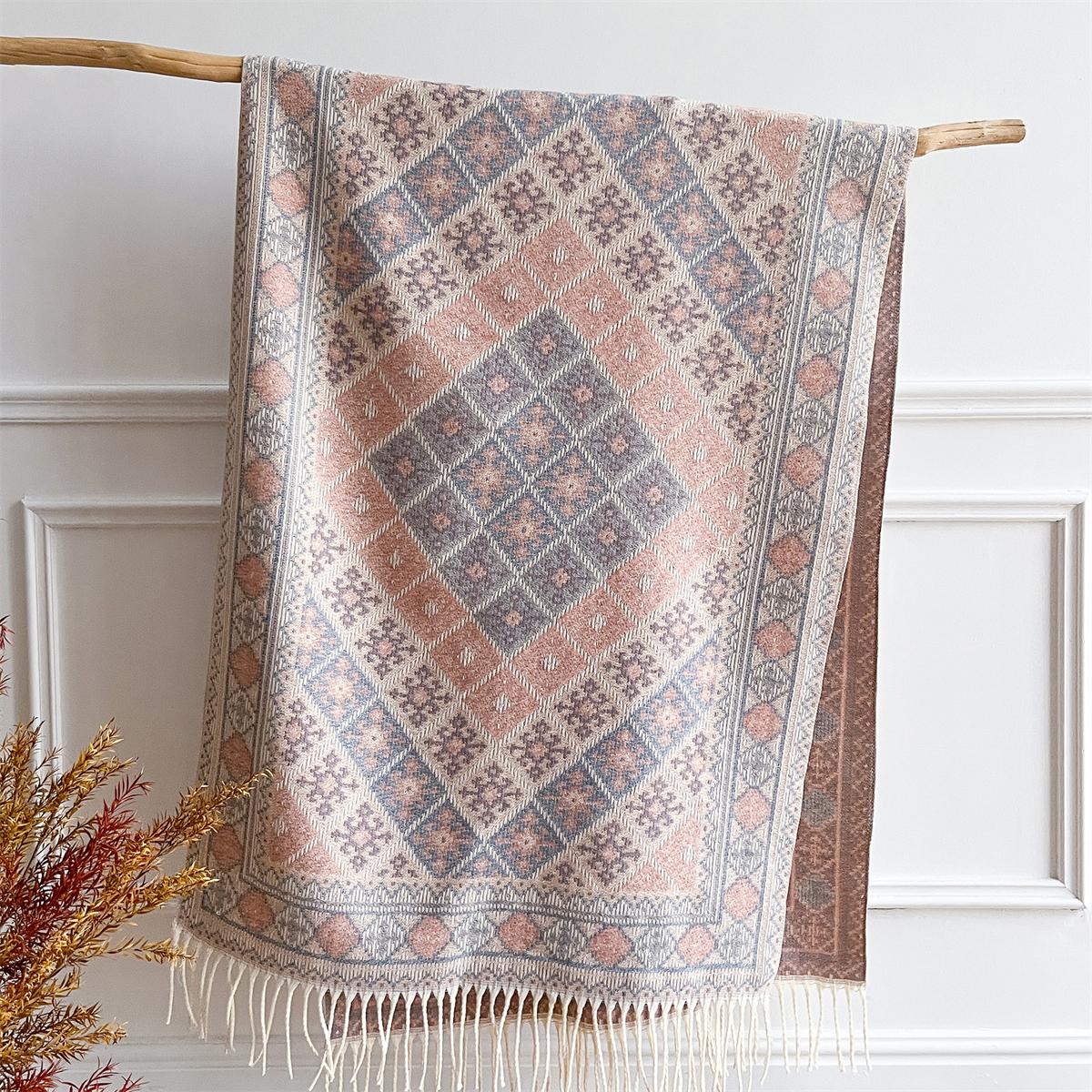 

[T853] 65*180cm Luxury Designe Women Jacquard Scarf Thick Imitation Cashmere Tassel Shawl Winter Warm Neck Wrap Pashmina Blanket 65x180cm