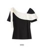 Color Block Stitching Irregular T-shirt - Women's Summer Slim Fit Short Sleeve Top In Gentle Temperament Style