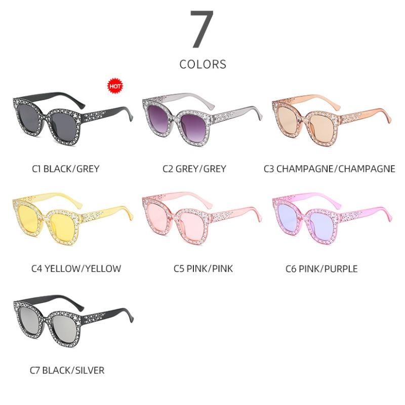 Fashion Cat Eye Sunlgasses Women Retro Brand Designer Sun Glasses Vintage Square Sparkling Star Glasses Okulary