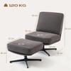 Armchair with Stool, Swivel Lounge Chair with Linen Look, for Living Room, Dark Grey