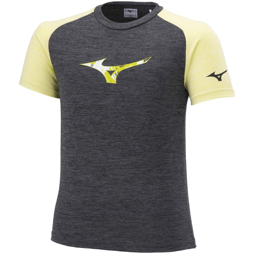 

Mizuno Графическая футболка с коротким рукавом для тренировок, угольно-желтая, размер и UPF15, детская, 32JAA949, меланжевый/вольт-меланжевый, 120, влагоотводящая,
