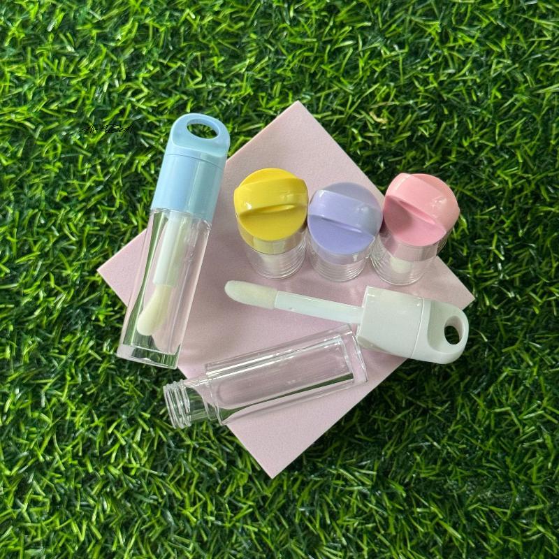 1Pcs Cute Big Brush Wand Transparent 4ml Lip Gloss Tube Plastic Round Empty Container for DIY Lip Gloss