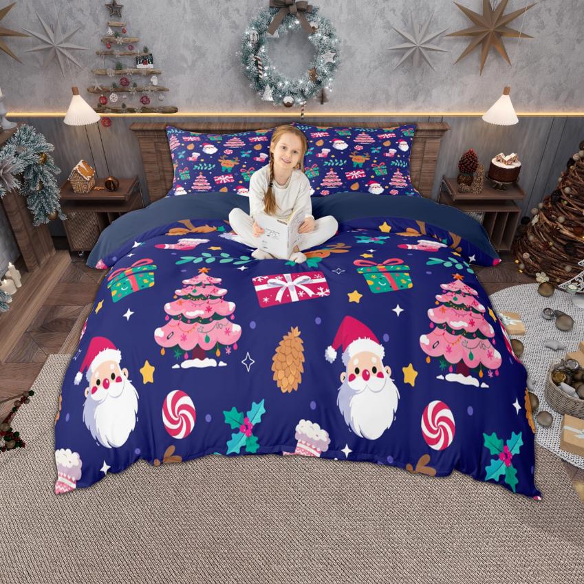 Comforter Homewish Kids Merry Xmas For Boys Girls Christmas Tree Deer Gnome Bedding Set New Year Theme Set