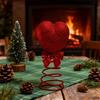 Red Spring Activated Heart Tree Toppers Star Ornament for Holidays Parties Cotton and Metal Decoration