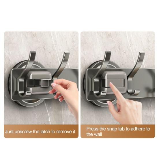 Bathroom Hook with Stable Suction Space Aluminum Tool-Free Installation Wall-mounted Heavy-duty Bathroom Hanger
