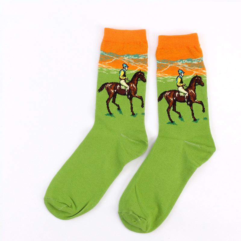 Dropshipping Autumn Winter Retro Women New Art Van Gogh Mural World Famous Oil Painting Series Female Socks Funny Socks