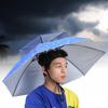 77cm Sunscreen Windproof Head Mounted Umbrella Top Folding Hat Umbrella(Raindrop Blue)