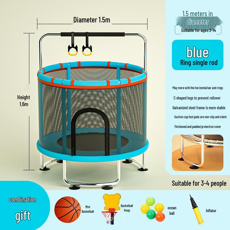 Indoor Family Trampoline with Safety Net for Kids and Adults