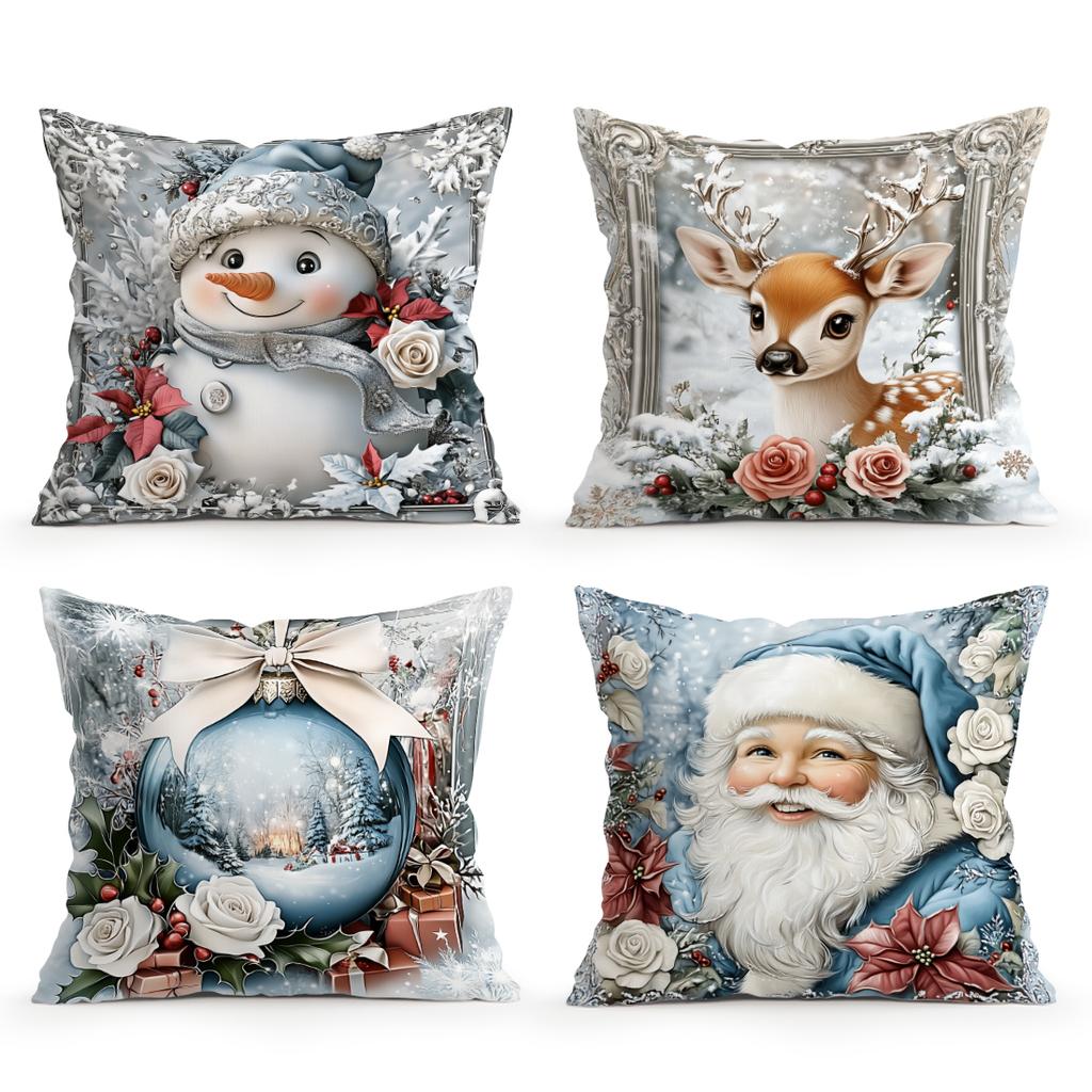 Vintage Christmas Decoration Pillowcase Bedroom Sofa Cushion Cover 100% Polyester Living Room Cushion Pillowcase Home Decor