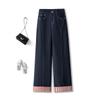 Women's Wide-Leg High-Waisted Dark Blue Jeans - Retro Style for Spring 2025