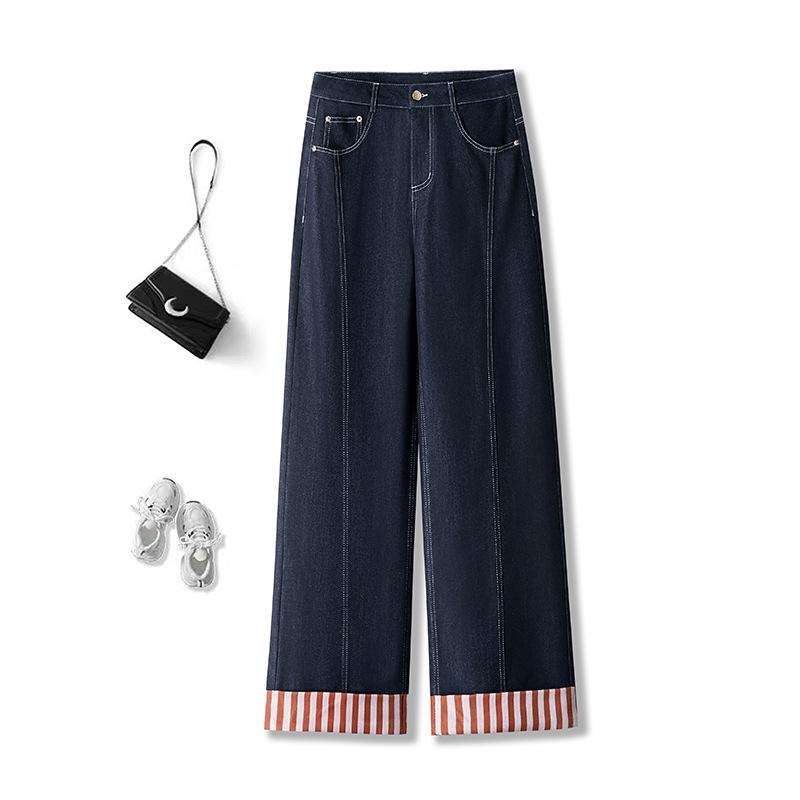 Women's Wide-Leg High-Waisted Dark Blue Jeans - Retro Style for Spring 2025