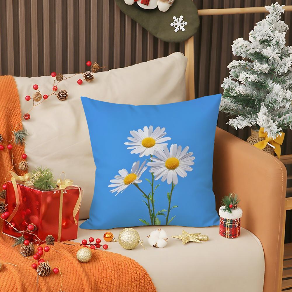 Italy Daisy Pillow Case Living Room Sofa Decorative Cushion Cover Simple Household Light Luxury Printed Pillow