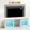 TV stand with LED lighting for televisions up to 70 inches, 160cm with adjustable glass shelves, white