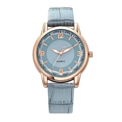 Dámské dvoubarevné quartzové hodinky s koženým řemínkem a temperamentním kulatým ciferníkem
