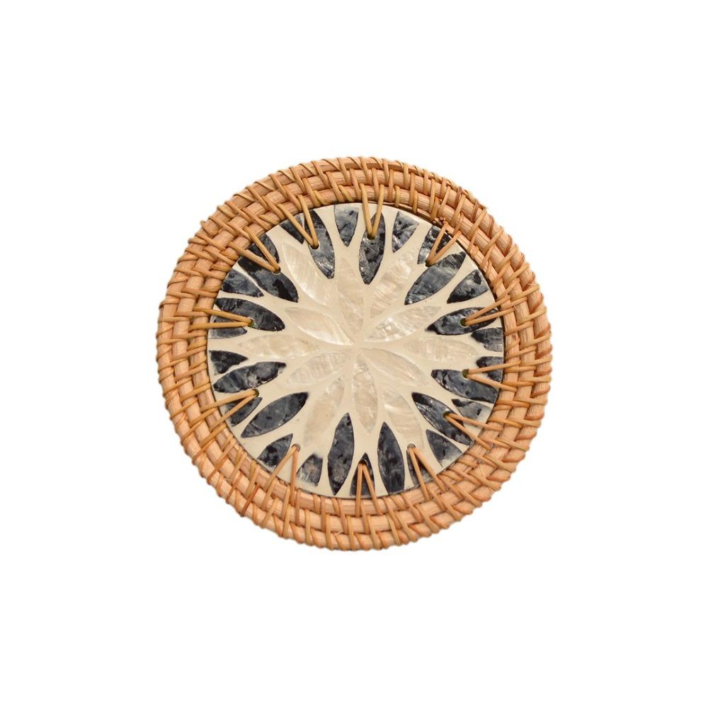 Geweven Textuur Rotan Vlechtwerk Onderzetter Handgeweven Warmte-Isolerende Pad Creatieve Schelp Matten Hotel