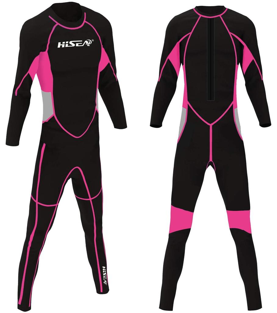MORGEN SKY Vollständiger 3mm Neoprenanzug mit langen Ärmeln für und Rücken-Jersey und UV M005 Ein Damen-Neoprenanzug, einteilig zum Tauchen, Surfen, Schnorcheln, Angeln,