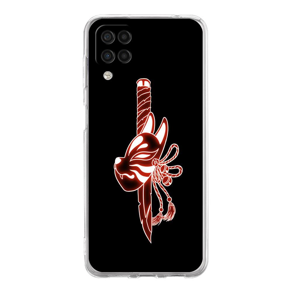 Samurai Oni Mask Neon Phone Case For Samsung Galaxy A51 A71 A21S A12 A11 A31 A41 A03S A13 A33 A73 A53 A52 A32 5G A23 Clear Cover