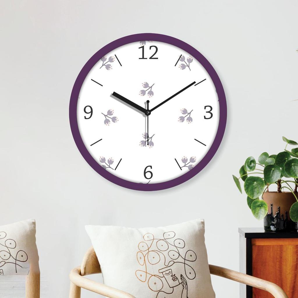 12-inch Plastic & Glass Wall Clock - Pie (Silent Movement), Black.