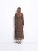 Plus Size Women's Dresses Women Fashion Studded 150cm Long Sleeve Leopard Pleated Maxi Dress New Arrival