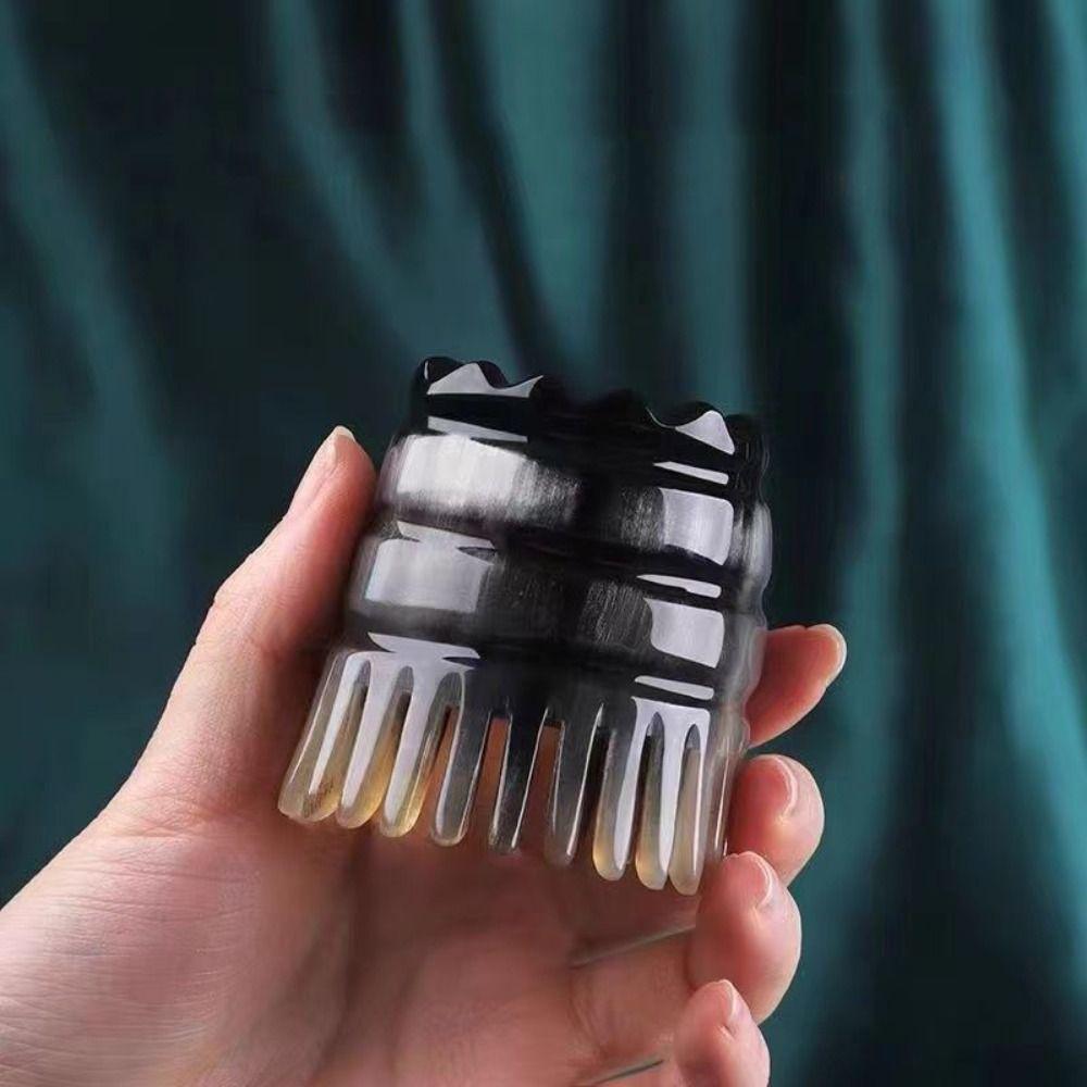 Meridian Scrapping Wide Tooth Scalp Massager Brush Gua Sha Buffalo Horn Meridian Comb  Men