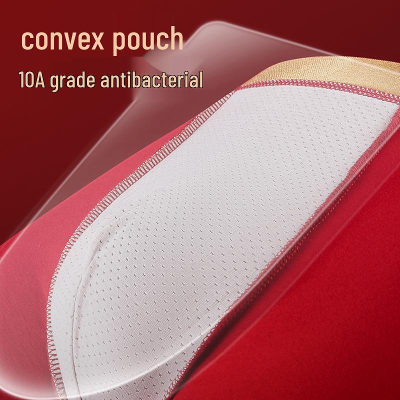 Benmingnian Men's Pure Cotton Boxer Briefs - Year of the Horse Collection, Red Wedding Edition