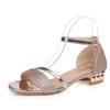 2022 Korean Patent Leather Low Chunky Heel Open Toe Closed Heel Strap Women's Sandals