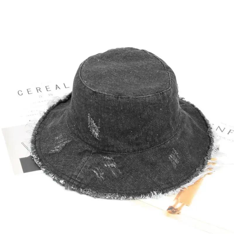 

Spring and Autumn Solid Cotton Bucket Hat Fisherman Hat Outdoor Travel Cap for Girl and Women 275 чорний