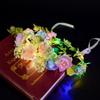 Glowing Wreath Headband Simulation Rose Flower LED Light Garland Flower Crown Hairband  Photo Props