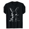 Horror-Hase Grafik T-Shirt Herren Kurzarm Rundhals Lässiges Fitnessstudio T-Shirt für Mottopartys