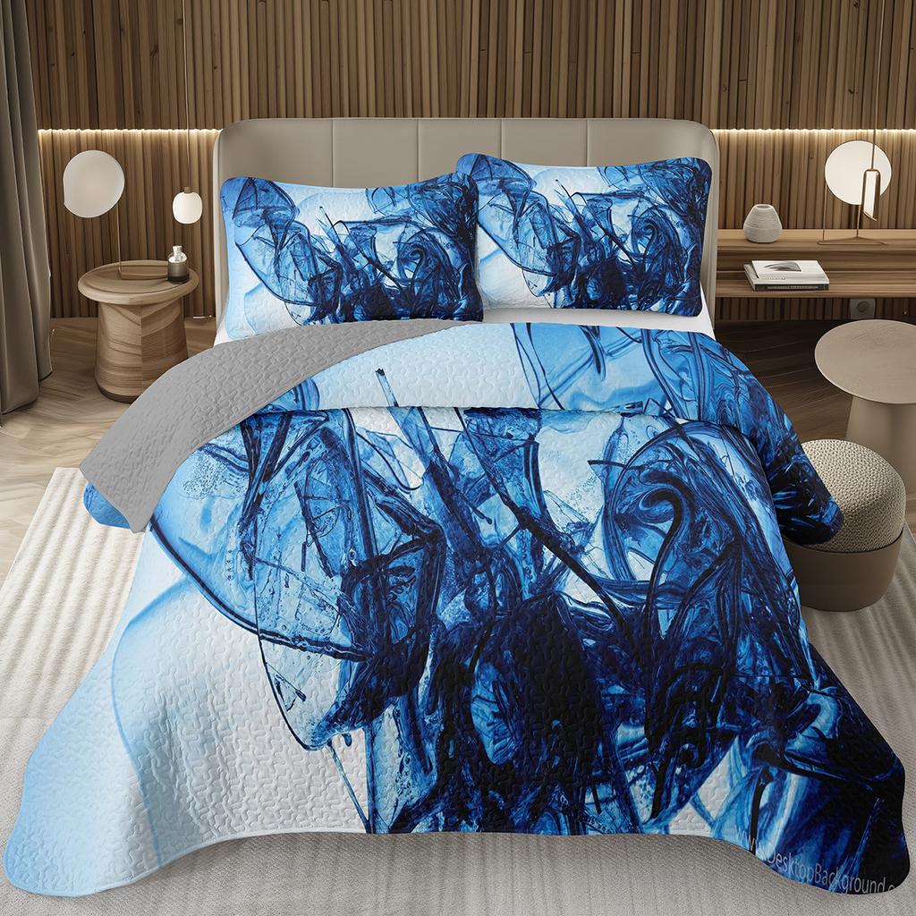 Geometric Quilted Bedspread Full King 3D Stereoscopic Square Bedding Set Modern Fashion Geometry Coverlet Set for Girls Teens