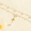 Pearl four-leaf clover pendant with zirconia luxury and elegant style women's fashion double-layered necklace for daily wear