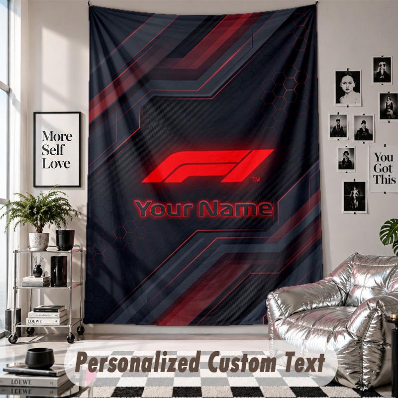 Wall Hanging Tapestry With Custom Name & Text, F1 Decorative Tapestry For Bedroom