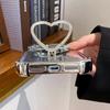 Heart-shaped Mirror Electroplated TPU + Acrylic Phone Case with Holder