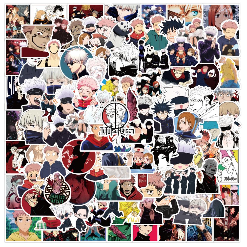 50/80/100pcs Vintage Jujutsu Kaisen Anime Stickers for Kid Toy DIY Laptop Skateboard Car Kawaii Cartoon Decoration Sticker Decal