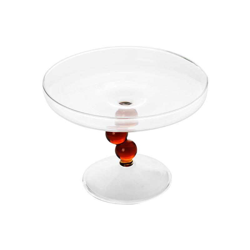 

1 шт. Кольорова скляна чашка-куля Креативна скляна таця для торта На високій ніжці Десертна тарілка Фруктова тарілка 14x8x11см