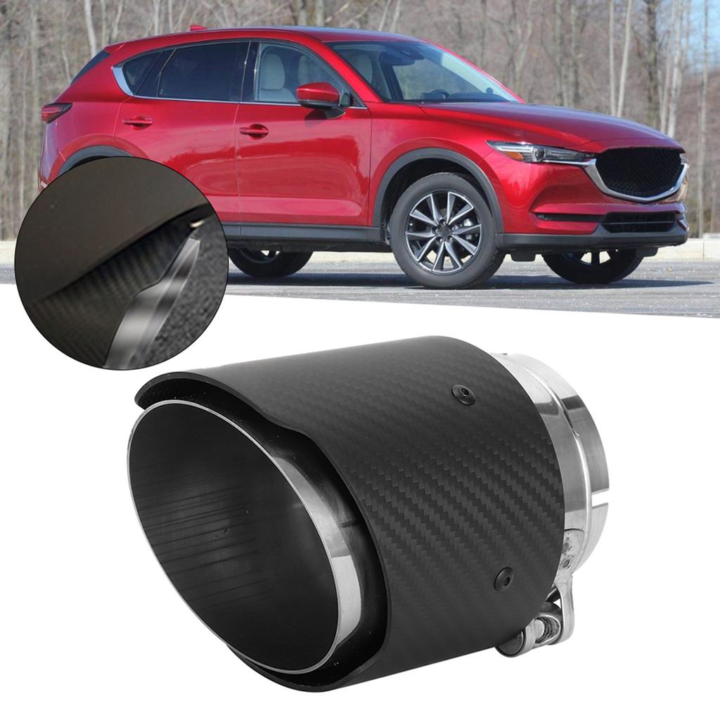 Carbon Fiber 80mm Inlet 101mm Outlet Tail Throat Staight Sided Matte Exhaust Pipe Tip Fit for Mazda CX5 CX4 for 76mm