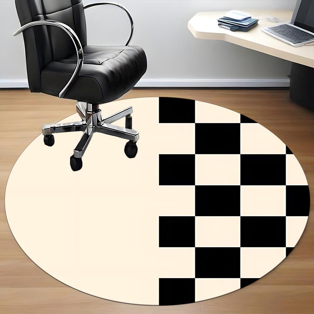 1pc Checkerboard Pattern Office Round Area Rug, Indoor Mat Suitable ForOffice, Under Office Chairs Bedroom Living Room Home Decor, Room Decot244