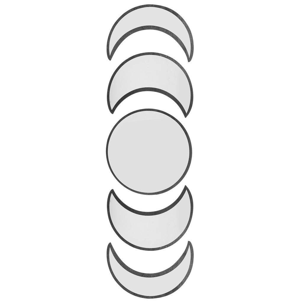 Wall Mirror Acrylic Moon Cycle Change Mirrors Set for Home Bedroom Decoration OrnamentBlack