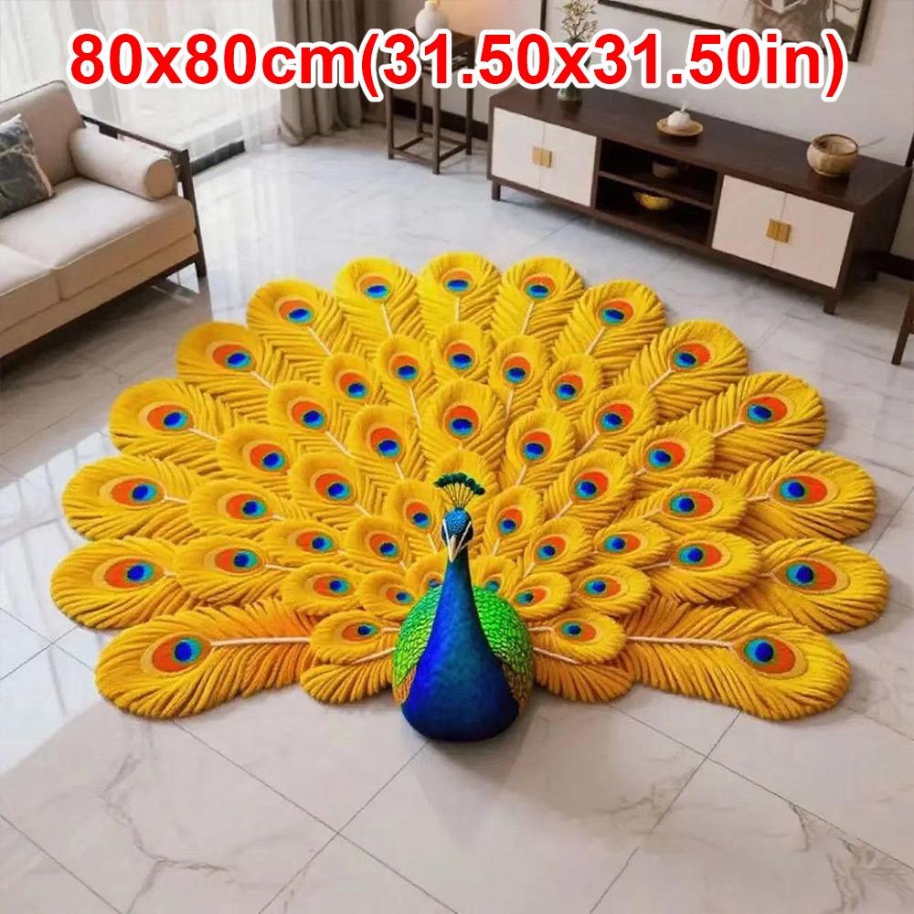 Soft Peacock Carpet Non-slip Door Gasket Portable Blanket  for Living Room Tea Table Bedside