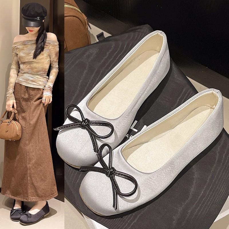 Modne Nowe Damskie Płaskie Buty, Letnie Buty dla Mamy, Płytkie i Wszechstronne Damskie Buty, Miękka Skóra i Miękkie Podeszwy, Buty typu Bean