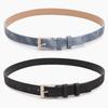Women's Faux Denim Leather Belt with Alloy Buckle, Simple Versatile Decorative Waistband for Jeans Skirts, Casual Dress Belt