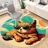 1pc Sunglasses Beach Cat Office Round Area Rug, Under Office Chairs Bedroom Living Room Home Decor, Room Deco