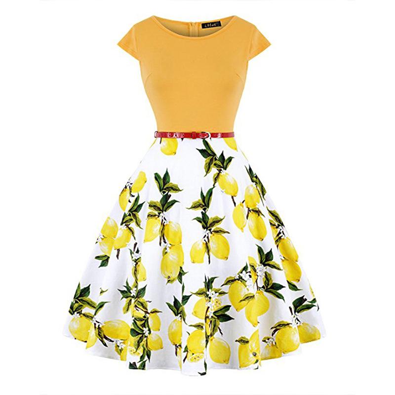 Women's Sunskirt Summer Dress Pullover Round Neck Printed Slim Fit Short Sleeve Dress Beach Dress Plus Size