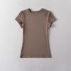 European & American Slim Fit High-Elastic Short-Sleeve T-Shirt: Breathable, Figure-Flattering, Petite Base Top