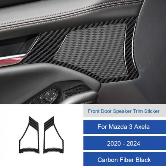 For Mazda 3 Axela -2024 Carbon Fiber Front Door Speaker Frame Cover Sticker