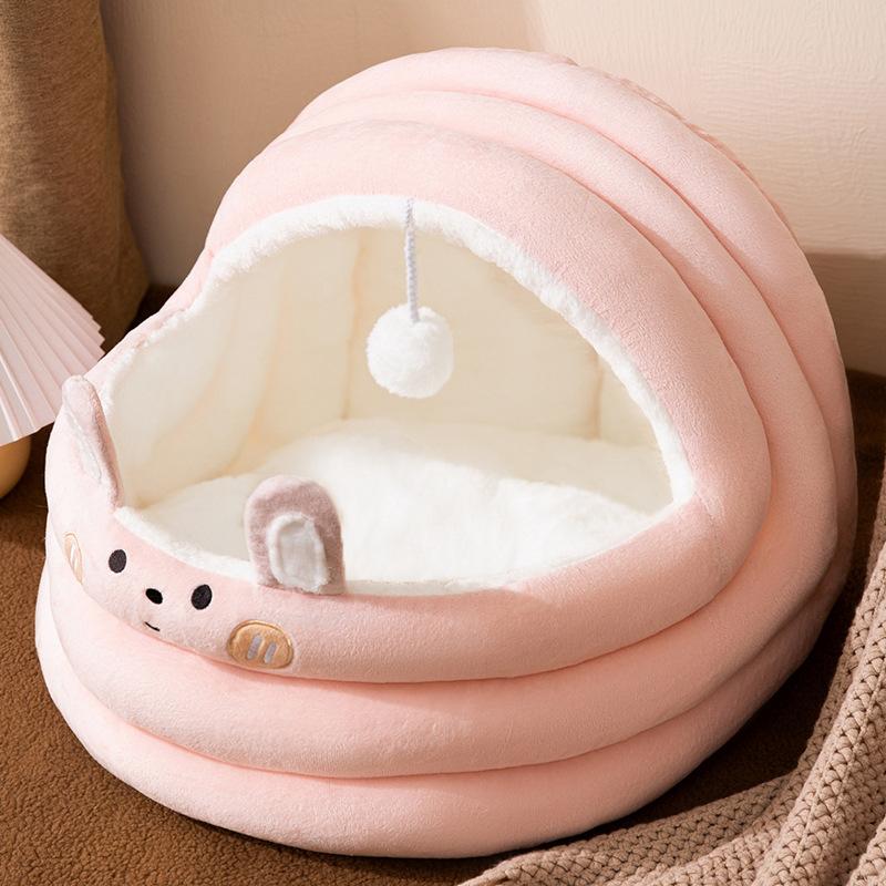 Katzennest Vier Jahreszeiten Universal-Katzenhaus Halbgeschlossenes Katzenbett Villa Katzenhaus Abnehmbares und waschbares Zwinger-Hundebett Heimtierbedarf