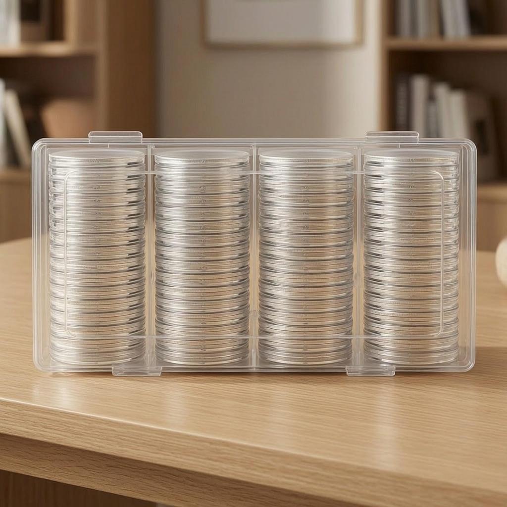 60 Pieces Coin Holder Capsule with Storage Case Compartmentalized Collectible